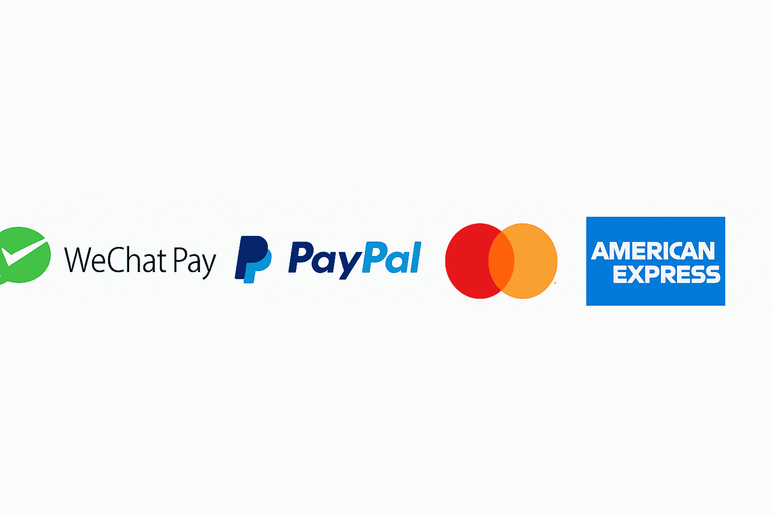 Opciones de pago internacionales: PayPal, VISA, WeChat Pay, Western Union